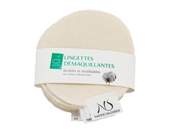 Set of 10 reusable organic cotton cleansing wipes